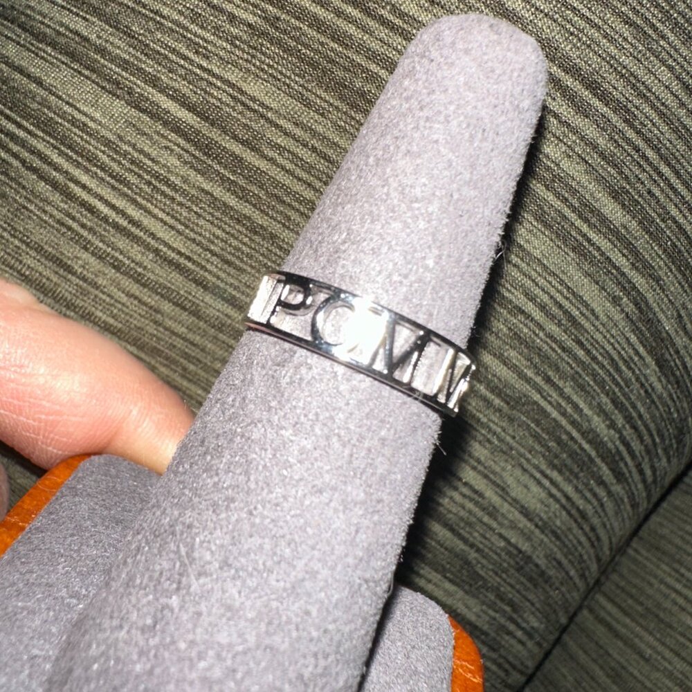 custom silver POM MOM ring sz 6 - Picture 3 of 4